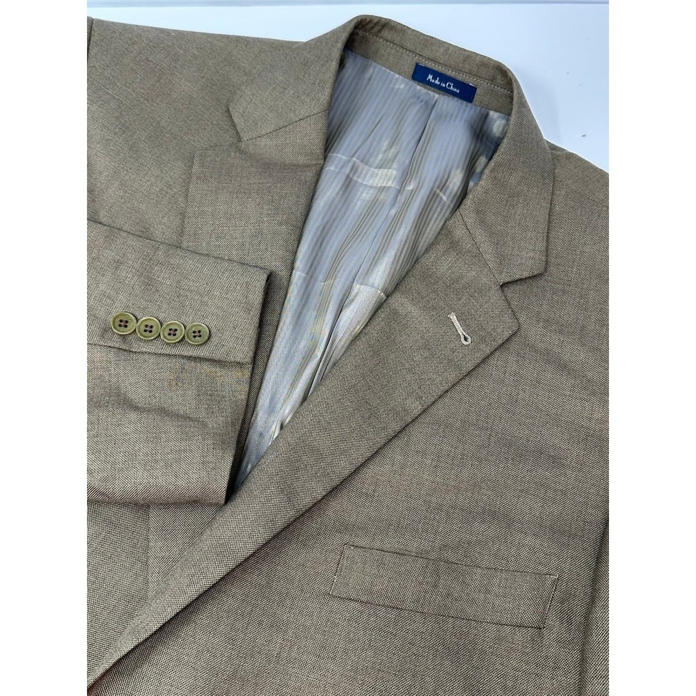 Turnbury Mens 48R Brown Silk Wool Blend Two Button Blazer Sport Coat